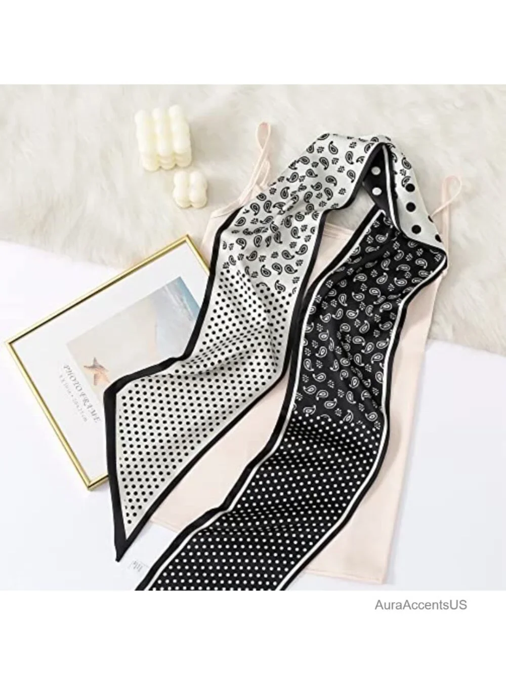Silky Soft Polyester Long Skinny Scarf Headband Hair Accessory Neckerchief